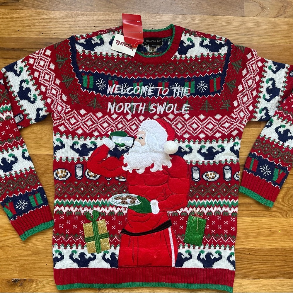 Tipsy Elves Red Christmas Sweater with Santa Design